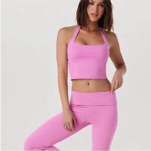 Women's Pink Halter Top and Leggings Set